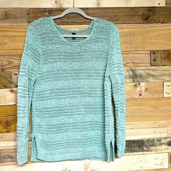 Size large minted green crewneck open knit sweater - Picture 1 of 7
